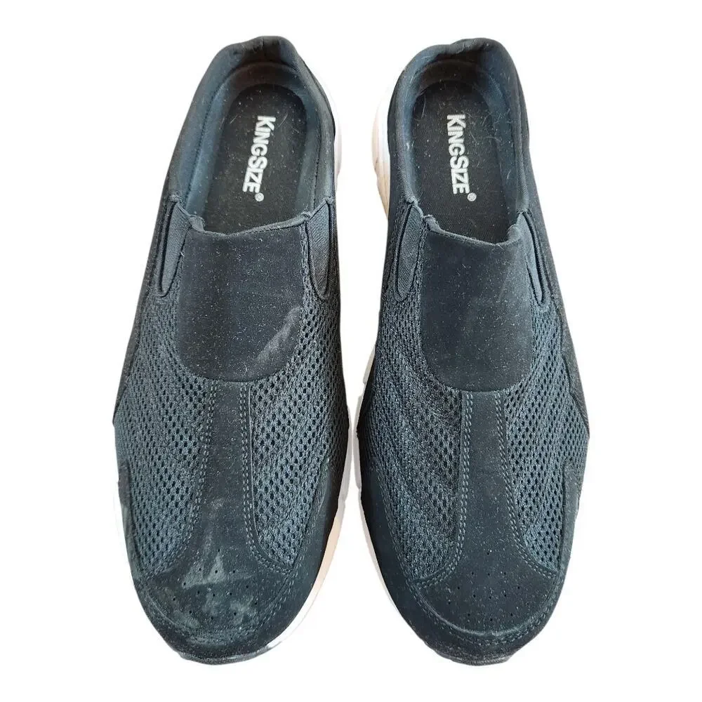 KIng Size mens slip on shoes sz 13W black‎ white comfort slide 15049